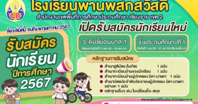 รับสมัครนักเรียนใหม่ ปีการศึกษา 2567
